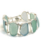 Soft Green and Pale Blue Sea Glass Double Link Bracelet - 7 1/2