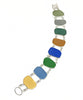 Blue with Earth Tone Sea Glass Double Link Bracelet - 8