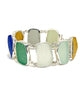 Light Earth Tone Sea Glass Double Link Bracelet - 7 1/2