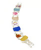 Floral Vintage Pottery with Pastel Sea Glass Double Link Bracelet - 8