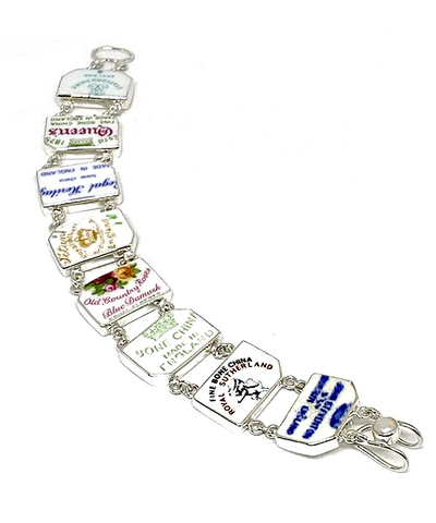 English Vintage Pottery Makers Mark Tag Double Link Bracelet - 8
