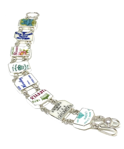 Vintage Pottery Makers Mark Tag Double Link Bracelet - 7