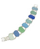 Textured Aqua, Green and Blue Sea Glass Double Link Bracelet - 7 3/4