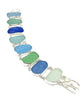 Textured Aqua, Green and Blue Sea Glass Double Link Bracelet - 7 3/4