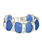 Textured Blue Sea Glass Double Link Bracelet - 7 1/2