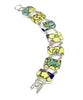 Bold Yellow & Turquoise with Gold Vintage Pottery Double Link Shard Bracelet - 7 1/2