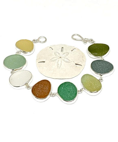 Light Earth Tone Sea Glass Bracelet - 7 1/2