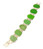 Green Textured Sea Glass Barbell Cuff Bracelet