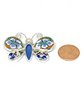 Butterfly Pin with Bold Vintage Pottery and Blue Sea Glass