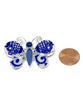 Butterfly Pin with Blue Sea Glass and Blue & White Vintage Pottery