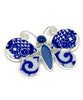 Butterfly Pin with Blue Sea Glass and Blue & White Vintage Pottery