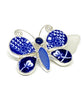 Butterfly Pin Blue Willow Vintage Pottery with Blue Sea Glass