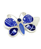 Butterfly Pin Blue Willow Vintage Pottery with Blue Sea Glass