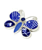 Butterfly Pin Blue Willow Vintage Pottery with Blue Sea Glass