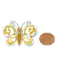Butterfly Pin with Bold Green & Gold Vintage Pottery and Amber Sea Glass