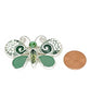 Butterfly Pin with Green Sea Glass and Green & White Vintage Pottery