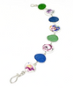Floral Vintage Pottery with Green & Blue Sea Glass Natural Shape Bracelet - 7 1/2
