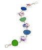 Floral Vintage Pottery with Green & Blue Sea Glass Natural Shape Bracelet - 7 1/2