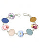 Floral Vintage Pottery with Sea Glass Natural Shape Bracelet - 7 1/2