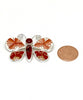 Butterfly Pin with Bold Orange Vintage Pottery and Art Glass