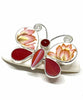Butterfly Pin with Red Floral Vintage Pottery and Red Glass