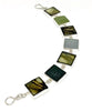 Olive & Grey Sea Glass with Dark Olive Mother of Pearl Square Shaped Bracelet - 7 1/2