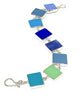 Opaque Blues, Aqua & Green Stained Glass Rectangle Shaped Bracelet - 7 1/2