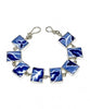 Blue and White Batik Leaf Vintage Pottery Bracelet - 7