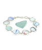 White Striped Sea Glass Marble Bracelet - 7 1/2