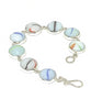 White Striped Sea Glass Marble Bracelet - 7 1/2