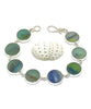 Blue with Colorful Stripes Sea Glass Marble Bracelet - 7 1/2
