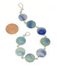 Blue & Aqua with Blue Swirl Sea Glass Marble Bracelet - 7 1/2