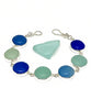 Shades of Blue & Aqua Sea Glass Marble Bracelet - 7 1/2