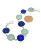 Cobalt & Aqua Sea Glass Marble Bracelet - 7 1/2