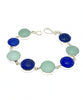 Cobalt & Aqua Sea Glass Marble Bracelet - 7 1/2