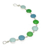 Green, Aqua & Coke Bottle Blue Sea Glass Marble Bracelet - 7 1/2