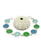 Green, Aqua & Coke Bottle Blue Sea Glass Marble Bracelet - 7 1/2
