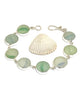 Light Green and Blue Stripe Sea Glass Marble Bracelet - 7 1/2