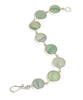 Light Green and Blue Stripe Sea Glass Marble Bracelet - 7 1/2