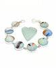 White Abstract Rainbow Sea Glass Marble Bracelet - 7 1/2