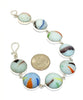 White Abstract Rainbow Sea Glass Marble Bracelet - 7 1/2