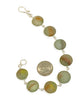 Red, Gold and Green Sea Glass Marble Bracelet - 7 1/2
