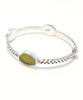 Swirl Shell with Aqua, Green & Yellow Sea Glass Heavy Bangle - Size Small