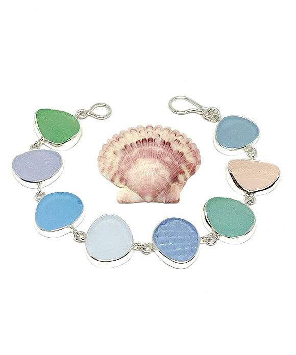 Pastel Sea Glass Bracelet - 7 1/2