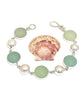 Pale Aqua, Green and Clear Sea Glass Marbles and Pearl Bracelet - 7 1/2