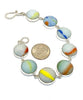 Colorful White Rainbow Sea Glass Marble Bracelet - 7 1/2