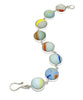 Colorful White Rainbow Sea Glass Marble Bracelet - 7 1/2