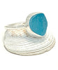Bright Aqua Sea Glass Ring - Size 5