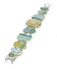 Aqua & Blue Sea Glass and Sea Pottery with Hand Carved Turtle Cluster Bracelet