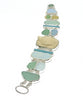 Aqua & Blue Sea Glass and Sea Pottery with Hand Carved Turtle Cluster Bracelet